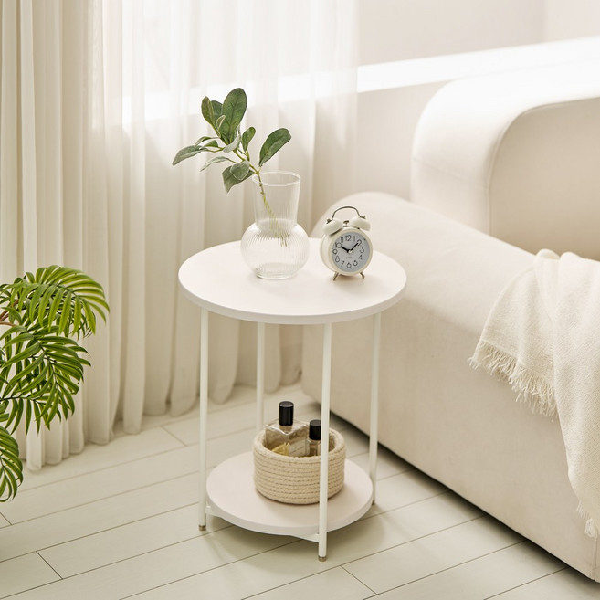 국내생산!! 아르떼 소파 거실 침대 사이드테이블 침대협탁 원형/타원형 (6컬러), 1. 원형-펄화이트