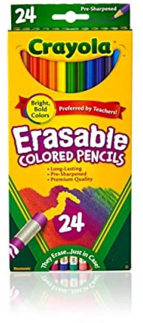 Crayola 지울 수 있는 색연필(24개) 컬러링 북용 아동용 컬러링 연필 다양한 색상 예술 및 공예 용품 선물 만 6세 이상, 크레욜라 Crayola 지울 수 있는 색연필(24개),