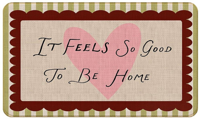 QGFM Pink Heart Door Mat Sage Green Striped Housewarming Front Doormat Outdoor It Feels So Good, QGFM Pink Heart Door Mat, Sage