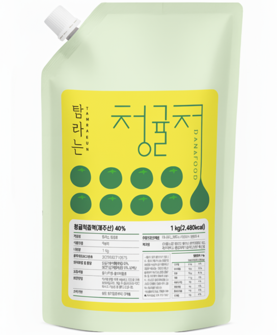 다나푸드 제주도 100프로 착즙원액 홈카페 업소용 청귤차 청귤에이드 탐라는 청귤청, 1개, 900ml