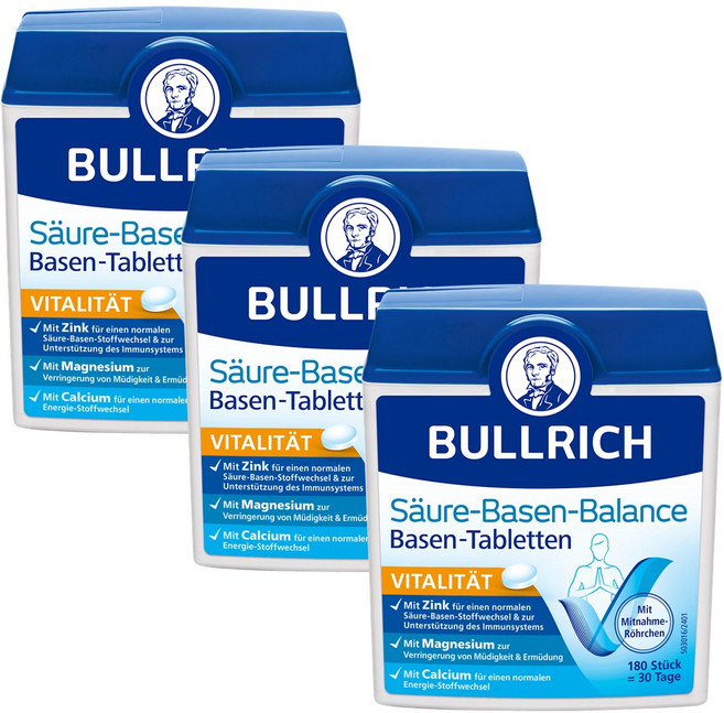 Bullrich 불리히 산-염기 밸런스 정제 칼슘 마그네슘 아연, 3개, 180정