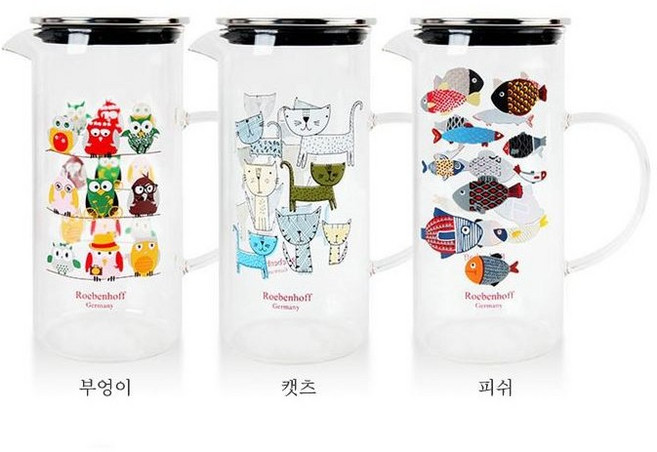레벤호프 내열 유리 물병, 부엉이, 1200ml