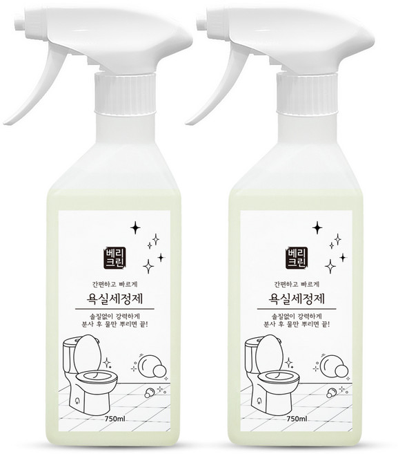 베리크린 욕실세정제 화장실 변기 욕실 청소왕 곰팡이제거, 2개, 750ml