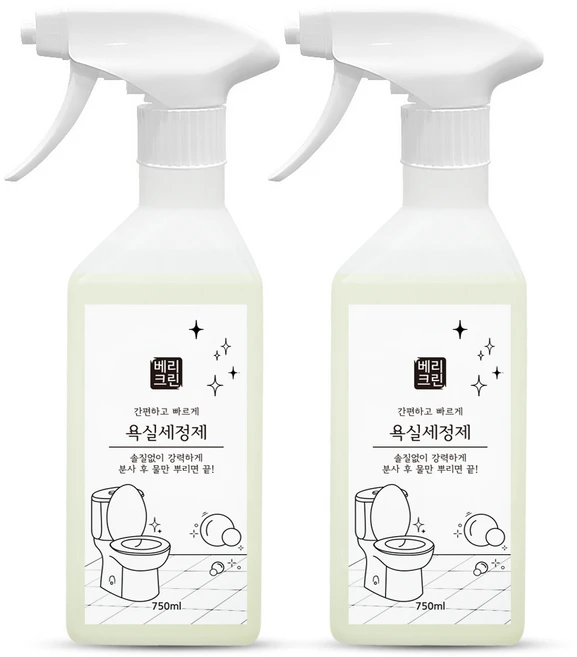 베리크린 욕실세정제 화장실 변기 욕실 청소왕 곰팡이제거, 2개, 750ml - 쿠팡