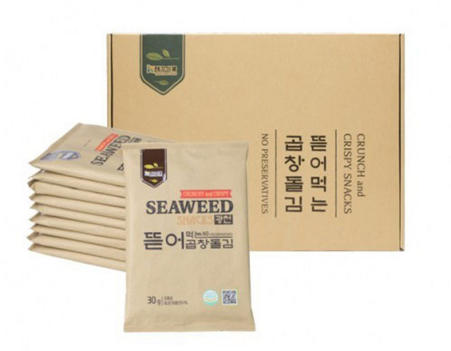 곱창돌김1호 무조미17g 5봉+조미30g 5봉 광천김 뜯어먹는김
