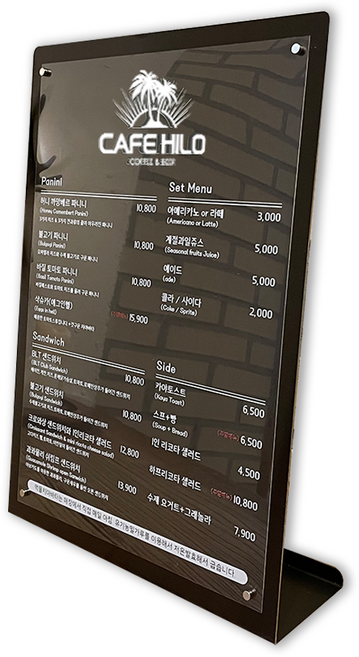스틸랩 a4세로 가로형 블랙 스테인레스 고급 스탠드 메탈 카페 네일 카페 헤어 인테리어 메뉴판, 제품만구매