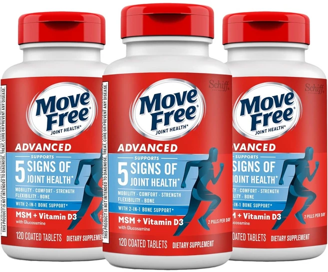 무브프리 어드밴스 글루코사민 콘드로이친 MSM 비타민D3 120정 3통 쉬프비타민스, 3개 - 쿠팡