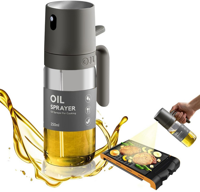 오일 스프레이용기 식용유 분무기 유리 오일 스프레이 병 분무기, 1개, 250ml