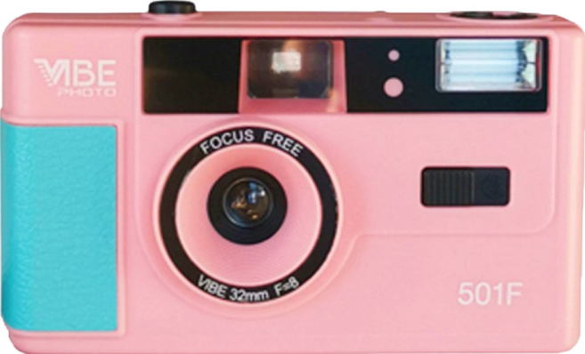 VIBE 501F 底片相機 復古膠卷相機 內建閃光燈, 馬卡龍粉(單機)+電池, 1個