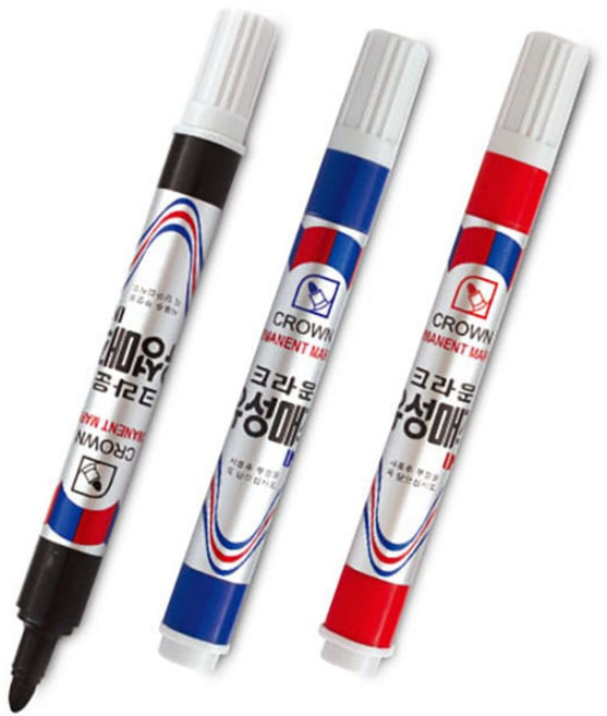 크라운 유성매직 검정 둥근닙, 검정색