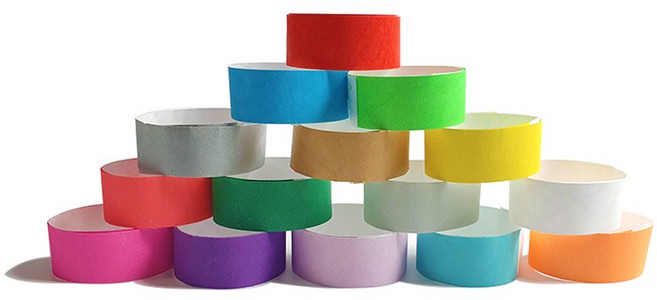 입장권팔찌 종이손목밴드 방수띠 티켓밴드 손목띠 입장팔찌 띠지 친환경 타이벡재질 손목띠지 종이팔찌, 4. 네온레드