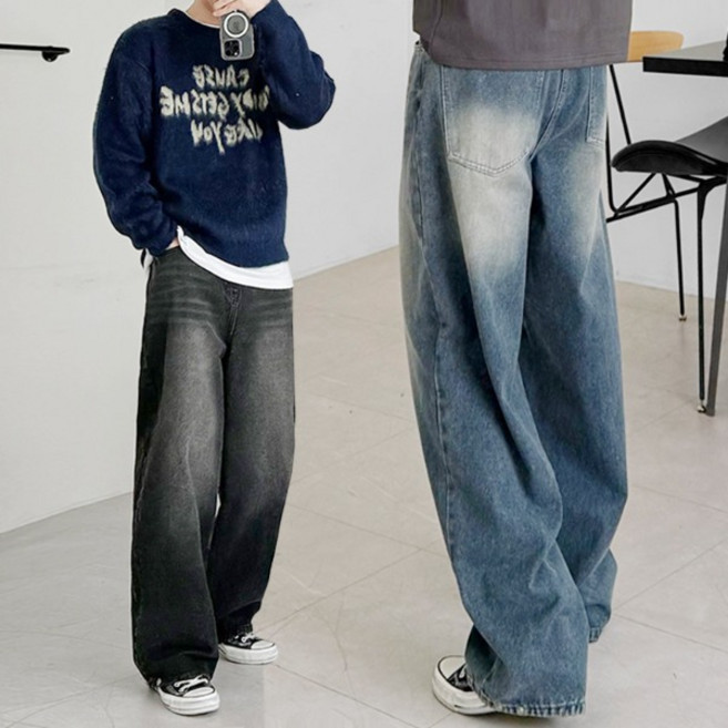 고퀄리티 빅사이즈 S-XL 벌룬핏 와이드 브러쉬 바지 데님 팬츠 청바지