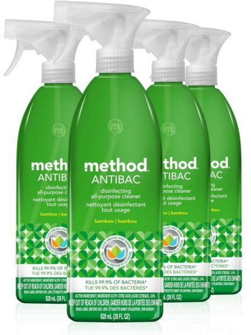 Method다목적 세정제 화장실 다목적 청소 욕실 향기 클리너 방법 항균 만능청소기 스프레이 대나무 가정용 세균 99.9 죽이기 28 Fl Oz 4개 팩, 28 Fl Oz (Pack of 4)