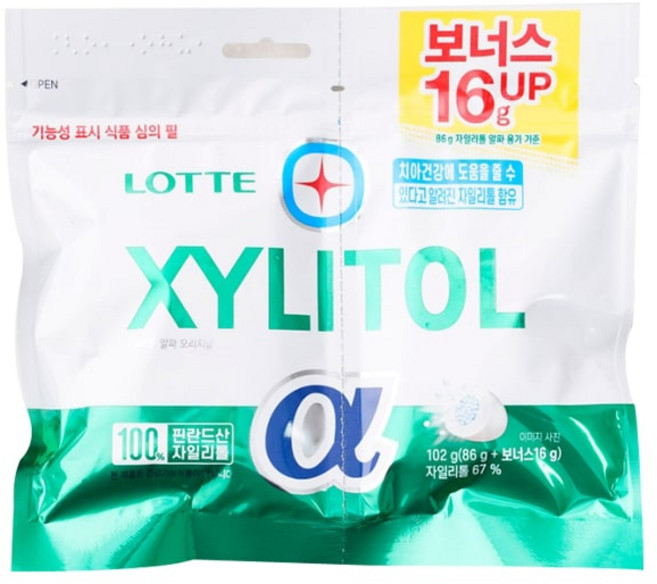 롯데제과 자일리톨 알파 리필 102g, 1개
