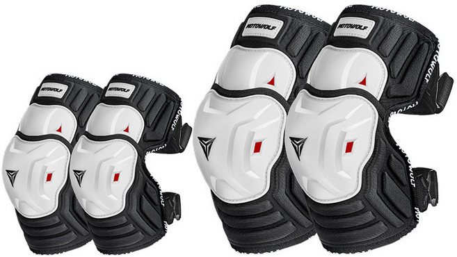 알나인 CE레벨2 오토바이 무릎 팔꿈치 보호대 세트 MDL1029C, 1개, 화이트