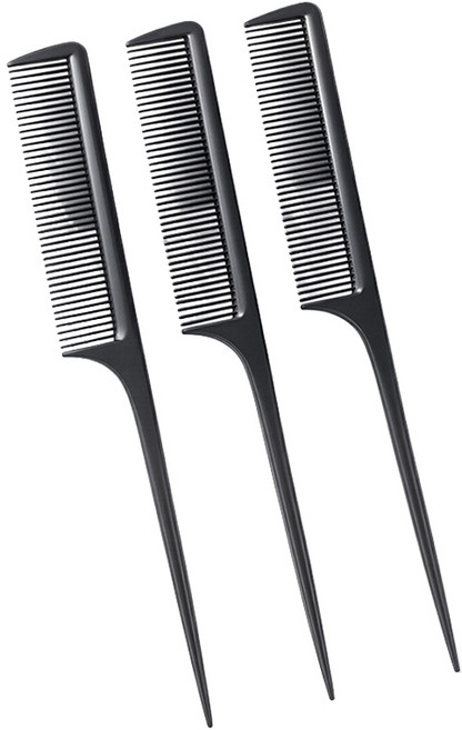 아킴 전문가용 꼬리빗 헤어 브러쉬 머리빗 헤어 빗 미용실 꼬리빗 실빗, 3개, 블랙