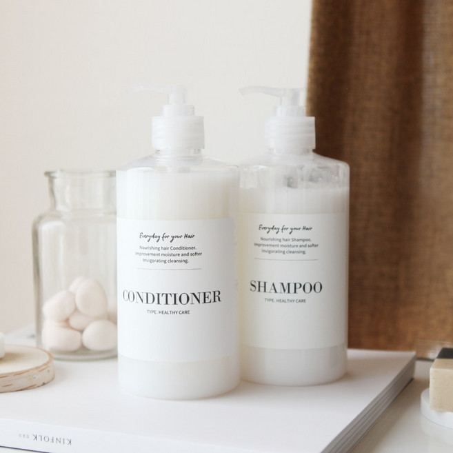 욕실 디스펜서 라운드 520ml 1000ml 샴푸통 5종 세트 펌프, 1000ml 화이트 (5개), 화이트, 베이직라벨 5종, 1개