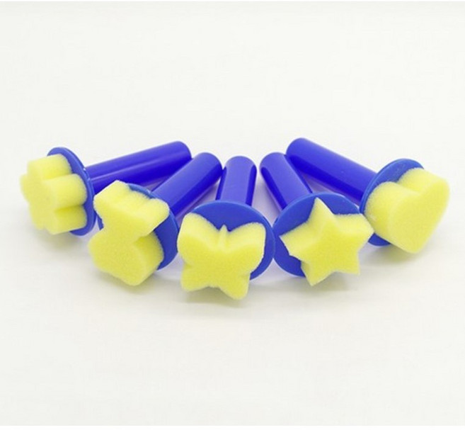 (문구라이프) 스펀지 도장 5종 세트 모양 찍기 미술 놀이, 1세트