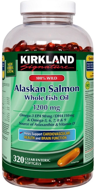 커클랜드 시그니처 캐나다 100% 와일드 알래스카 연어 오일 320소프트젤 홀피쉬 오메가3 [캐나다직배송], 1개, 320정 - 쿠팡