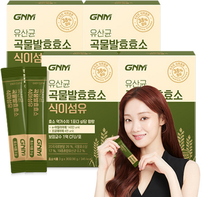 GNM 유산균 곡물발효효소 식이섬유 / 아밀라아제 프로테아제 프로바이오틱스, 90g, 4개