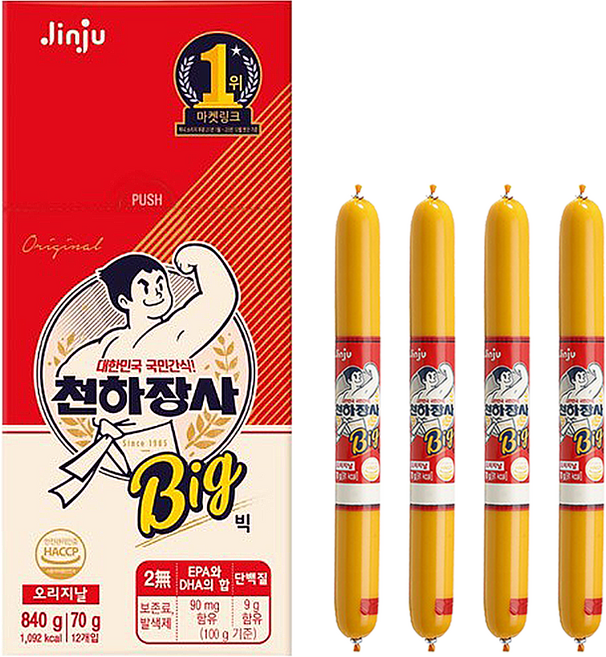 진주햄 천하장사 오리지널 빅 70g x 16개 / 간식 소시지 소세지