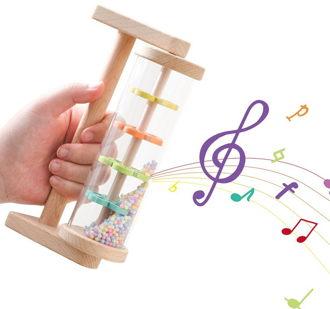 몬테소리 아기 비 스틱 무지개 모래 시계 음악 딸랑이 교육 장난감 Rainmaker 감각 어린이, [01] 1