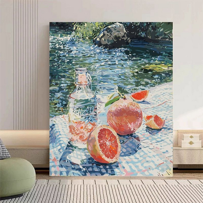 DIY 유화그리기 위메이크페인팅 인테리어 명화그리기 아트, 60x75cm 순수 캔버스, 여름의 연못 61색, 1개