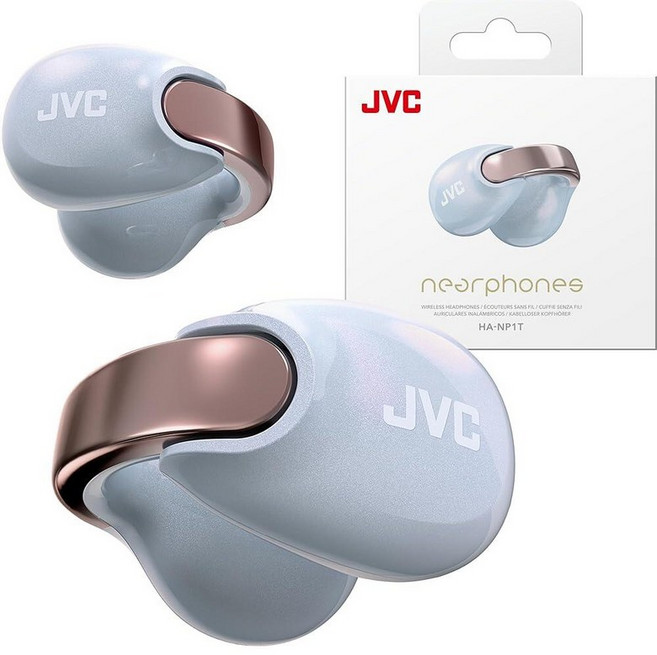JVC Nearphones 펄 에디션 - 반짝이는 아치가 있는 이어커프 트루 와이어리스 이어버드 편안한 핏 멀티포인트 연결 블루투스 5.3 24시간 배터리 수명 - HA, Open-ear, 이터널 블루