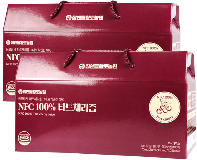 푸르담 착즙한 NFC 100% 타트체리 원액 주스, 착즙한 NFC 100% 타트체리 원액 주스 2박스 60, 60개, 70ml