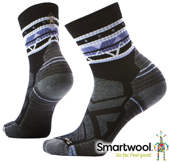 Smartwool 女機能戶外全輕量減震民族風印花中筒襪 黑 SW001580