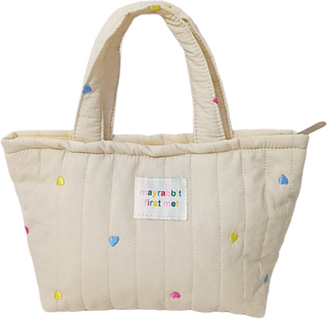 루톰 보온보냉 이유식 기저귀 가방 토트백 파우치 퀼팅백 누빔 패딩, 아이보리