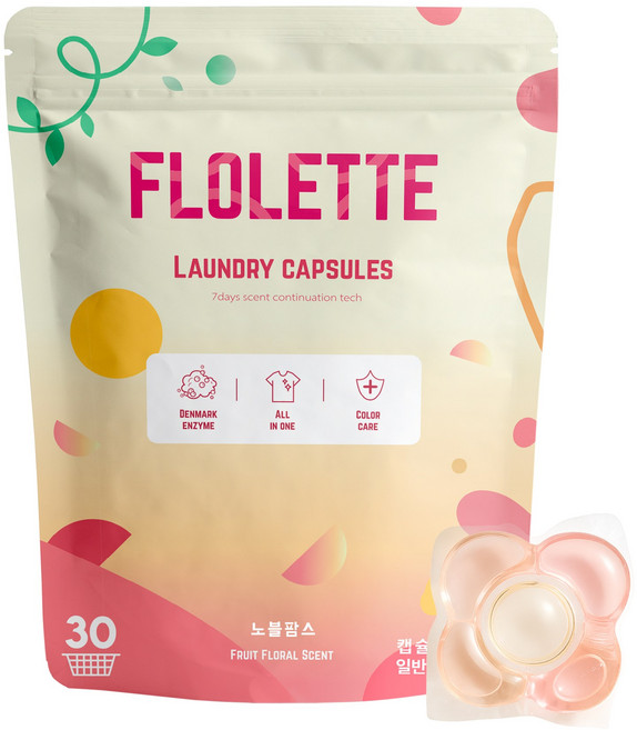 프루트플로랄 퍼퓸 올인원 캡슐 세제 스윗트피치 향 복숭아향, 1개, 30개입