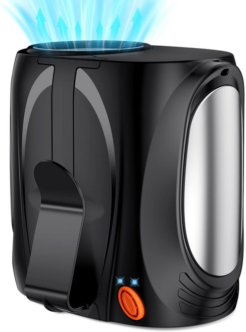 Tedajo AI 휴대용 허리 선풍기 6단계 속도 조절 16000RPM 강력 터보 풍량 최대 40시간 냉방 충전식 배터리 구동 손을 자유롭게 사용할 수 있는 셔츠/벨트/목, 블랙