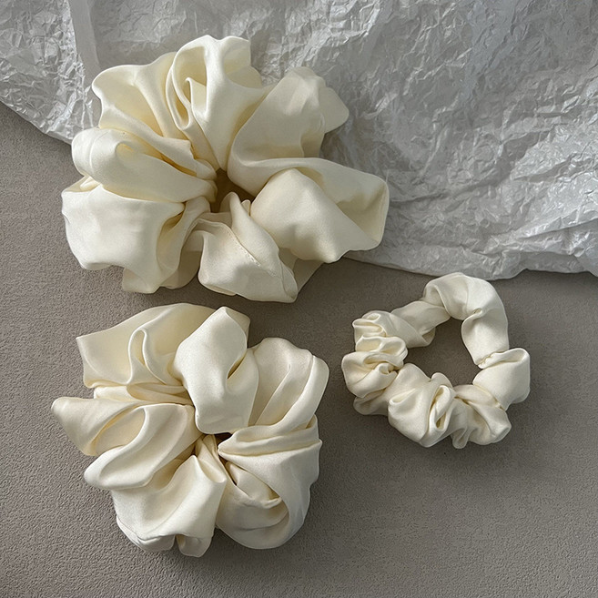 [3종세트] 새틴 실크 헤어 곱창밴드 곱창끈 곱창머리끈 스크런치 머리끈 대형 중형 미니 세트