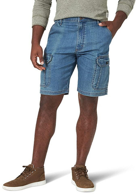 Wrangler Authentics 남성용 클래식 릴렉스핏 스트레치 카고 반바지 릴렉스 핏 미디엄 틴트 데님