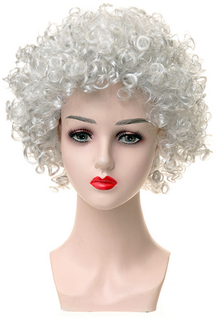 달빛코드 뽀글이 할머니 파티 파마 코스프레 백발 실버 가발, 1개, 실버컬