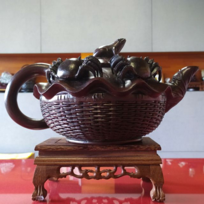青蛙荷葉青蟹竹簍紫砂壺擺件 精品紫砂珍藏釋出 翡翠玉石彩寶紫砂專賣店早期壺