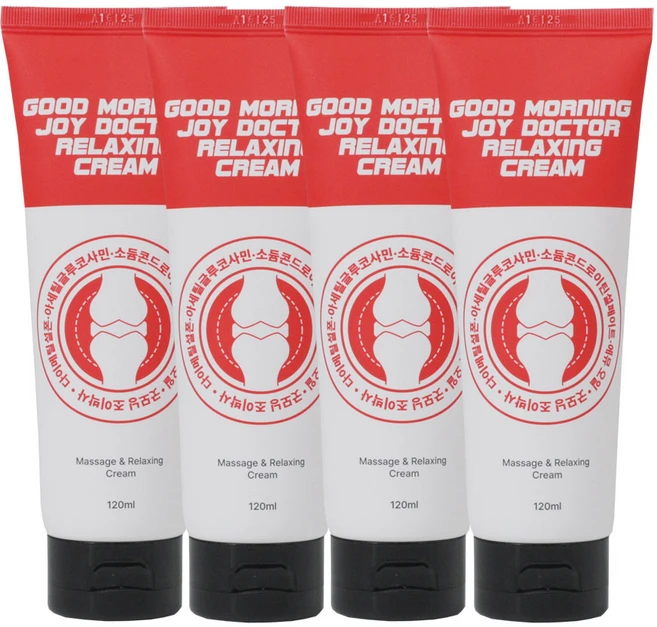 [생활팩토리] 굿모닝 조이박사 릴렉싱 크림 시원한 마사지 MSM 무릎 관절 연골 콘드로이친 보스웰리아 홍합 마그네슘 에뮤오일 30여종, 4개, 120.01g - 쿠팡