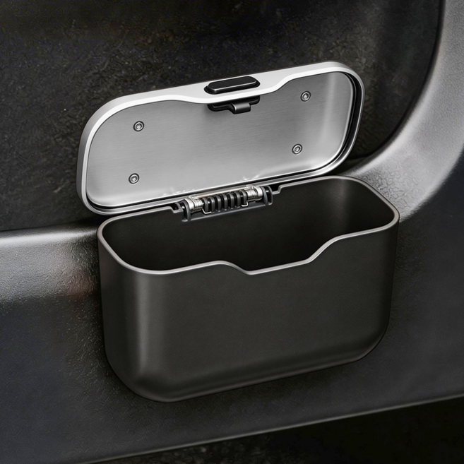 오이키 차량용 쓰레기통 자동차 수납 겸용 미니 휴지통 + 통투 30매 포함, 1개, 블랙