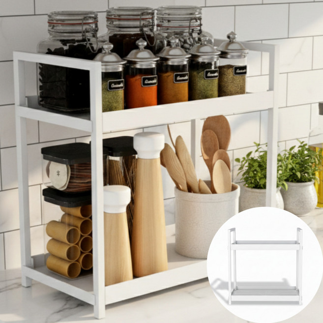 뮤젠트 다용도 심플 조미료 정리 양념통선반, 1개, 화이트