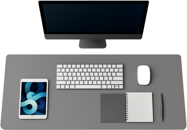 원그리드 가죽 데스크매트 책상 논슬립 와이드 대형 마우스 방수 장패드, 다크그레이