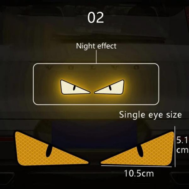 숏네일팁 만화 스타일 큰 눈 자동차 스티커 반사 바이크 오토바이 자전거 경고 개성 2 개, 2개, 02 02