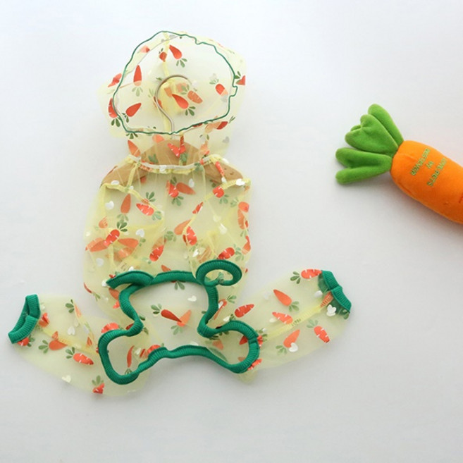 강아지 해충방지옷 메쉬 올인원 S 2XL 산책 봄 여름 외출복 애견 귀여운옷, 당근 (그린), 1개