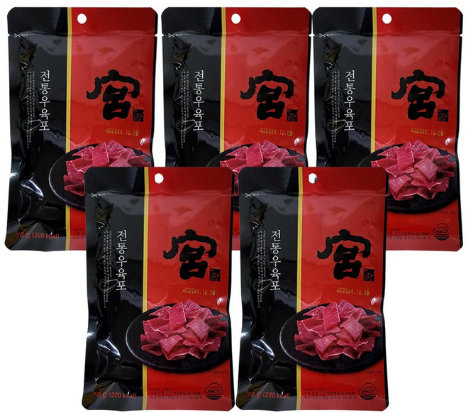 견우푸드궁 우육포, 70g, 5개