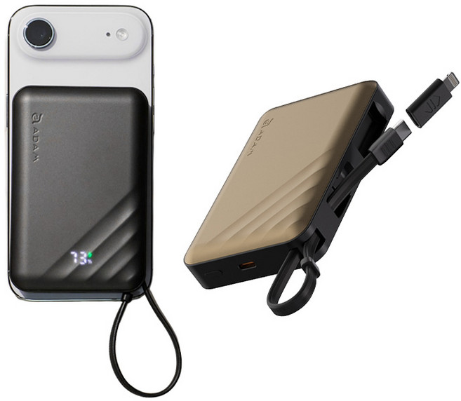 亞果元素 自帶線 雙接頭 10000mAh 行動電源 Qi2, 黑色, VIONTA GQ2