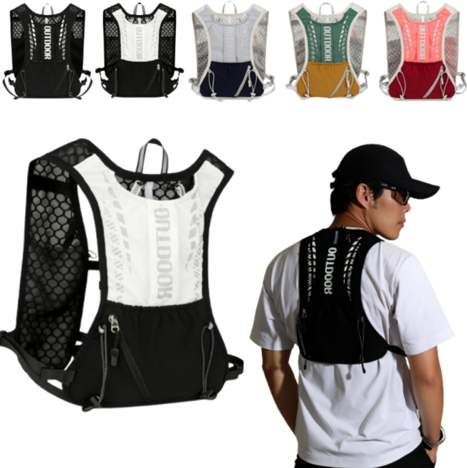 사이토닉 초경량 러닝조끼 트레일 베스트 등산 런닝 사이클, 1.블랙 / 화이트, 1개