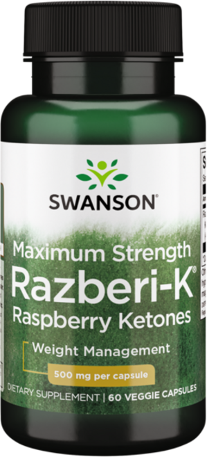 Swanson 斯旺森 特強配方 Razberi-K 覆盆子酮 500mg 素食膠囊, 1個, 60錠