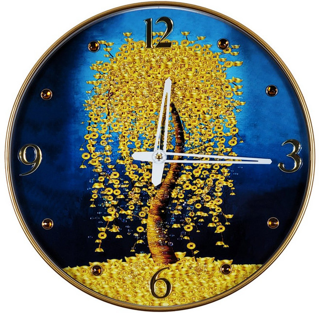 금전수 돈나무 저소음 그림 벽 시계 대 부자되는 풍수지리 인테리어