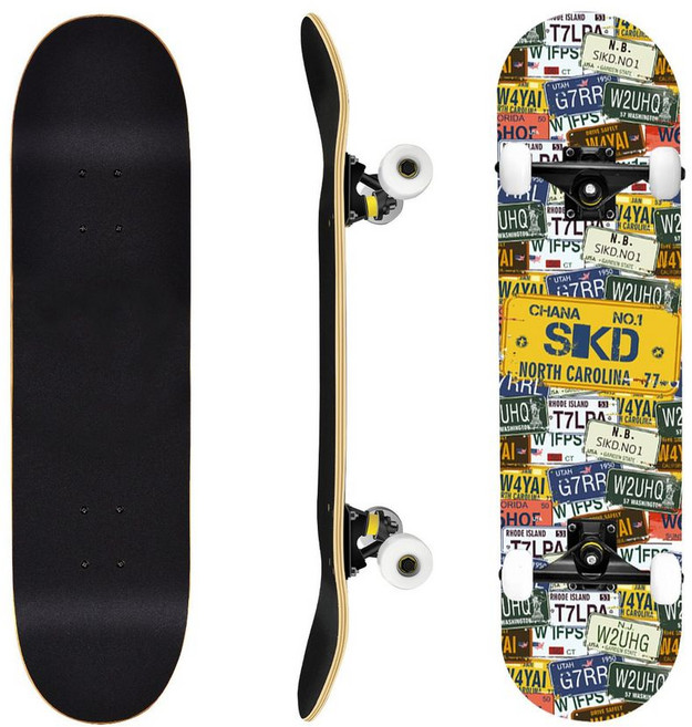 專業成人兒童滑板 四輪楓木板 初學者滑板 雙翹板 造型滑板, 專業車線輪-車牌, 1個