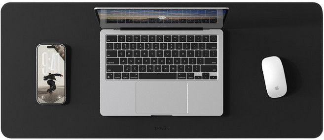 파우트 가죽 데스크 매트 논슬립 키보드 마우스 장패드, 1개, 데니시 블랙